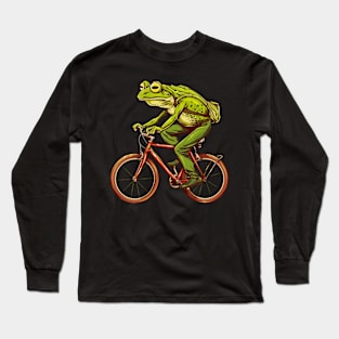 Funny Frog On A Bike Long Sleeve T-Shirt